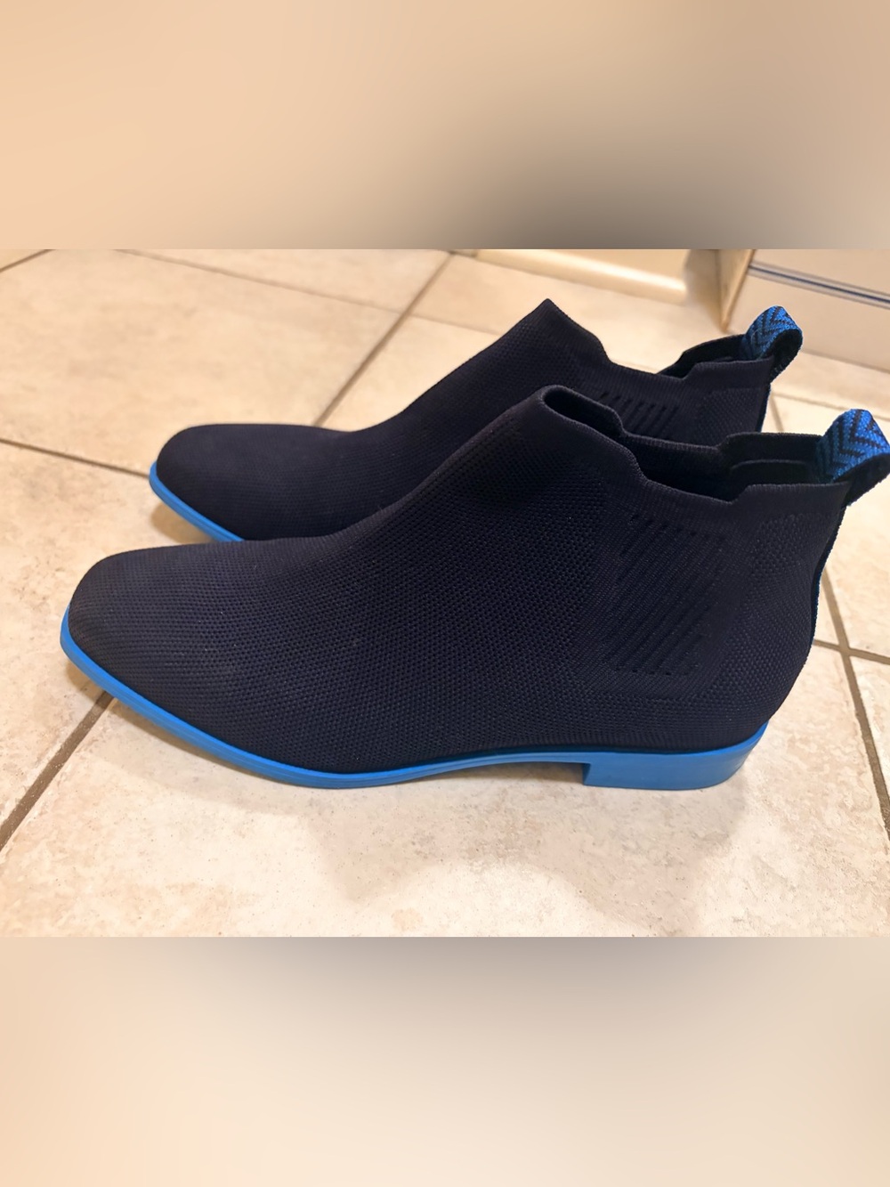 Vivaia Women's Blue Ankle Booties with Contrasting Soles
